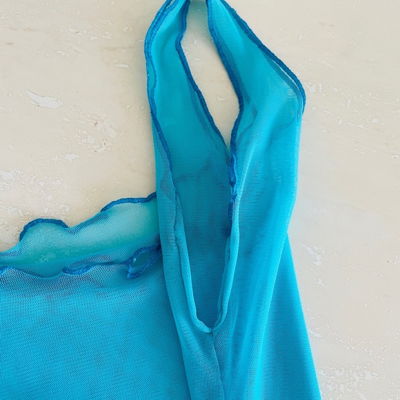Turquoise Blue Sheer Double Layer Tank Top Size XS/S - Picture 5 of 5